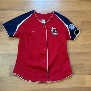 Women's Nike St. Louis Cardinals Red Button Up Baseball Jersey Shirt Sz Medium